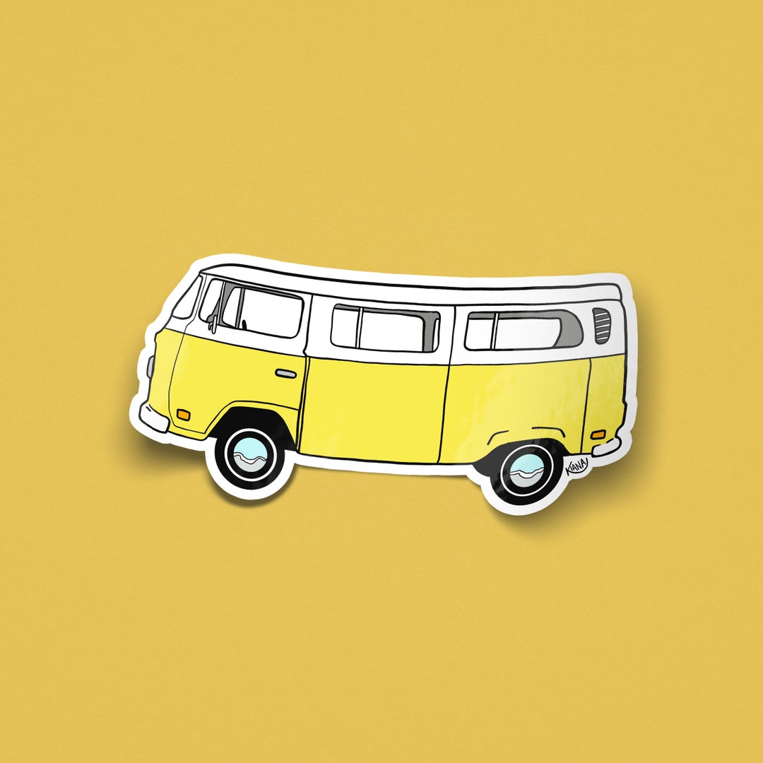 Yellow Bus | Sticker | Vinyl - Hippie - Hippy - Bright - Sunny - Travel ...