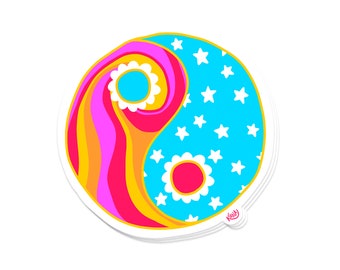 Colorful Yin Yang Sticker - Decal , Laptop , Water Bottle, Waterproof , Gift , Yoga , Spiritual , Balance