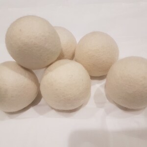 Handmade Wool dryer balls 6 pieces white XL Size image 1