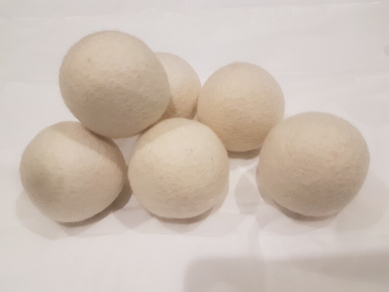 Handmade Wool dryer balls 6 pieces white XL Size image 1