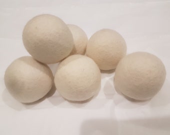 6 Wool Dryer Balls - Felted Wool Dryer Balls ***Huge Savings*** Handmade from NZ Wool size XL - Dryer Sheets alternative