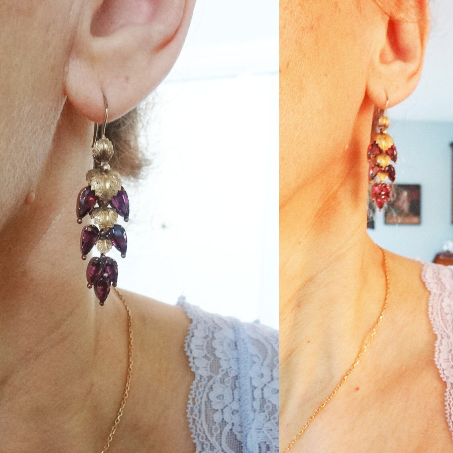 Antique Earrings Pendant Earrings 15k Gold Etsy