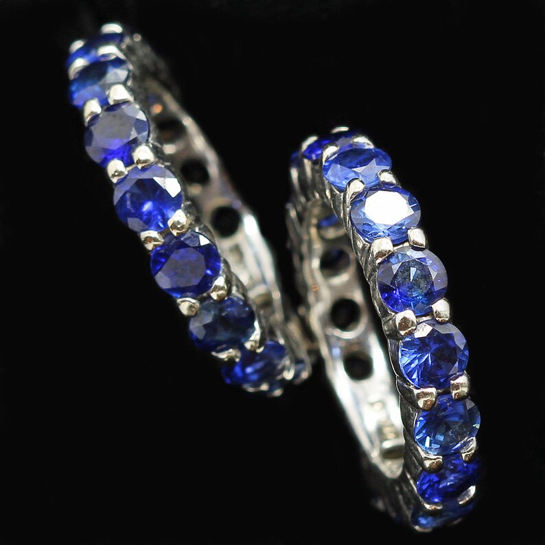 Pair Eternity Rings Antique Sapphires Reset 14k Gold W Etsy