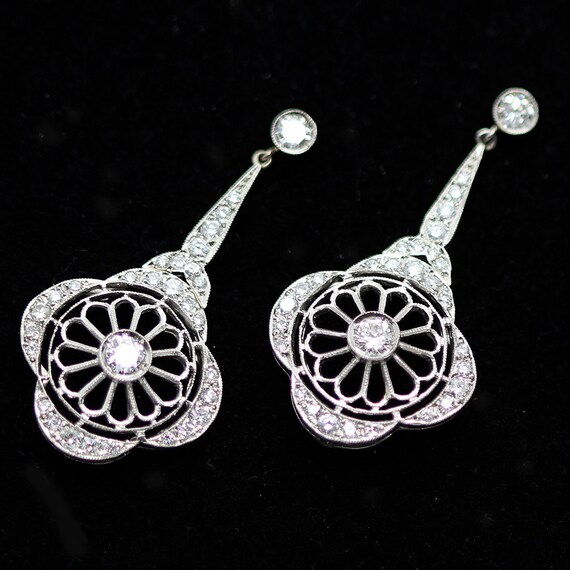 Pendientes Antiguos Platino y 18K Oro y Diamante w - Etsy España