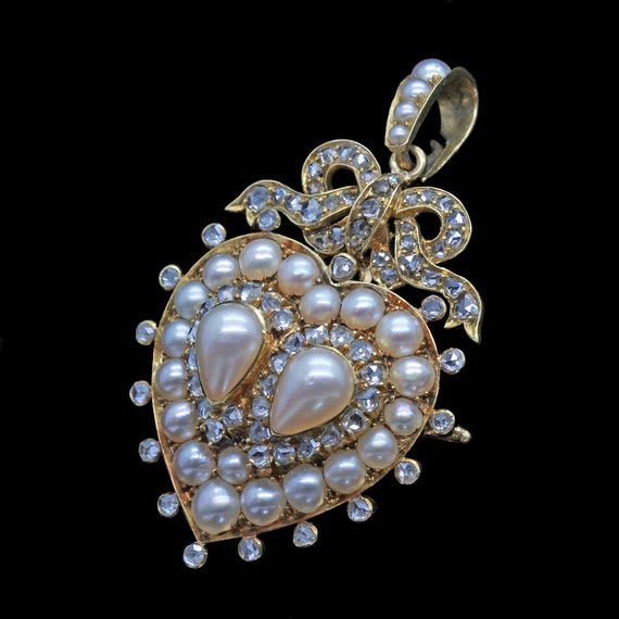Colgante antiguo perlas diamante corazón - Etsy España