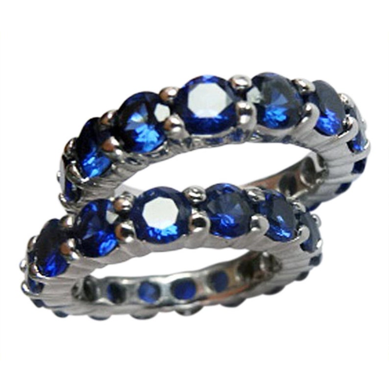 Pair Eternity Rings Antique Sapphires Reset 14k Gold W Etsy