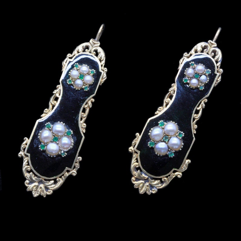 Antique French Earrings Charles X Victorian Gold Pearls Etsy