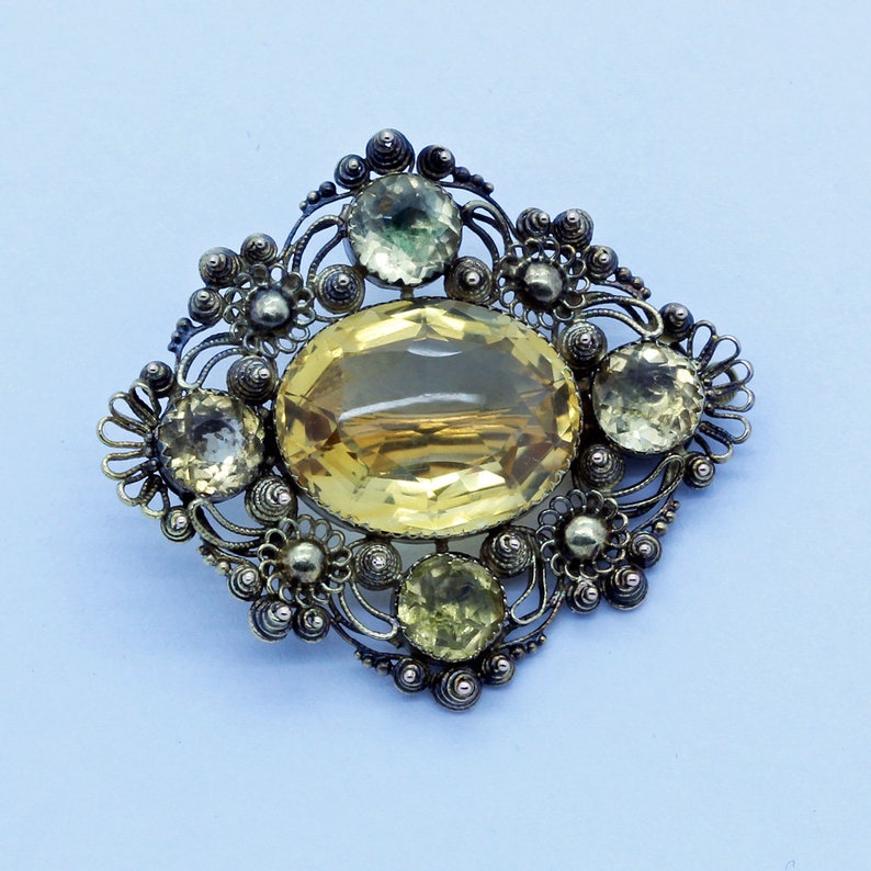 Antique Regency Brooch Pendant 14k Gold Citrine Etsy