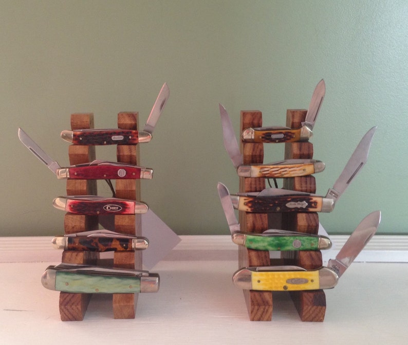 Handmade Oak Wooden Pocket Knife Display Stand Etsy