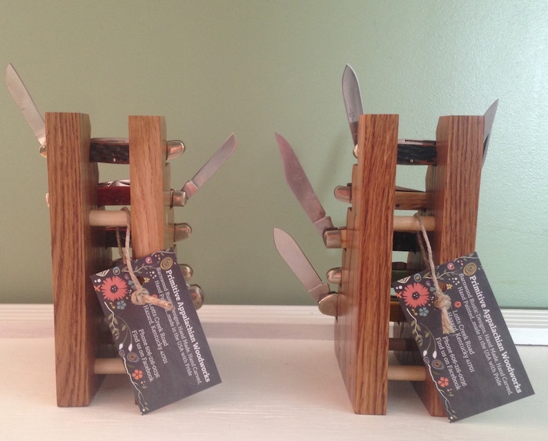 Handmade Oak Wooden Pocket Knife Display Stand Etsy
