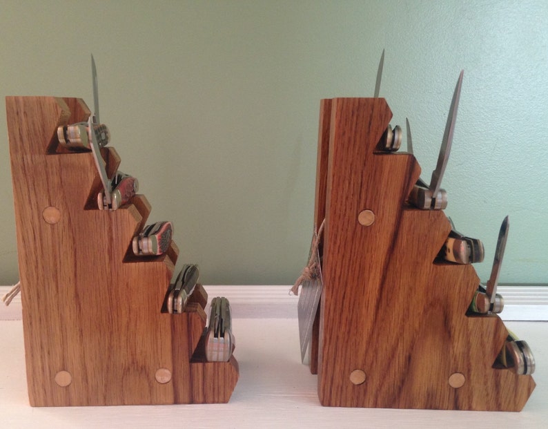 Handmade Oak Wooden Pocket Knife Display Stand Etsy