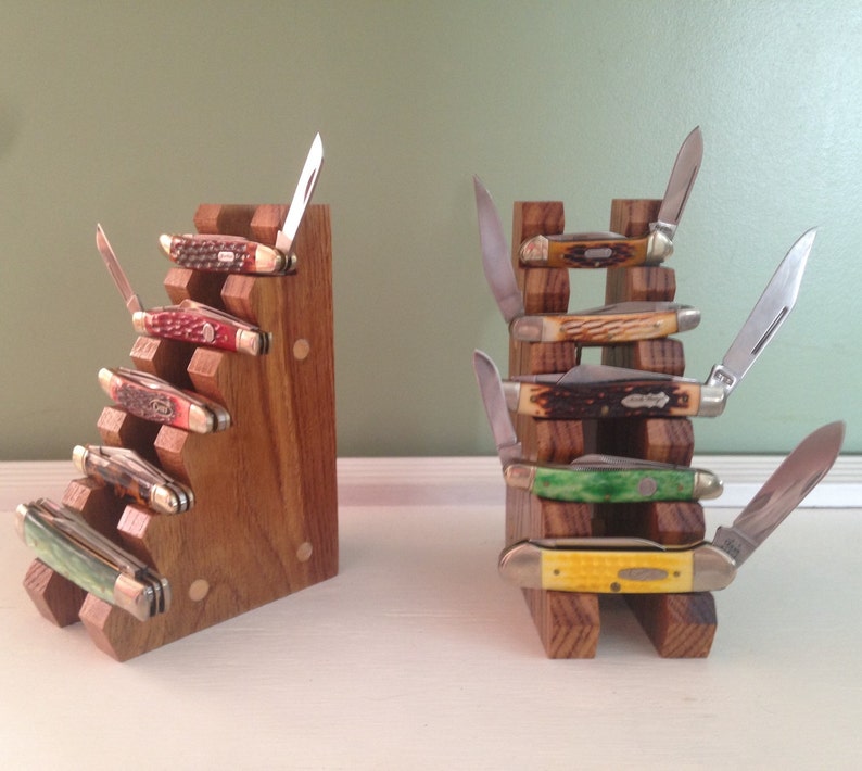 Handmade Oak Wooden Pocket Knife Display Stand Etsy