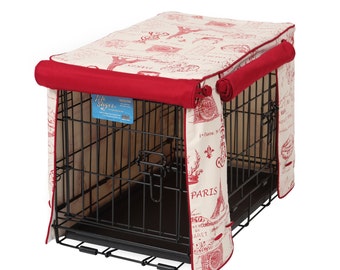 Parisian Red Dog Crate Cover - Designer