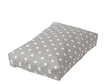 Grey Polka Dot Rectangular Dog Bed Set