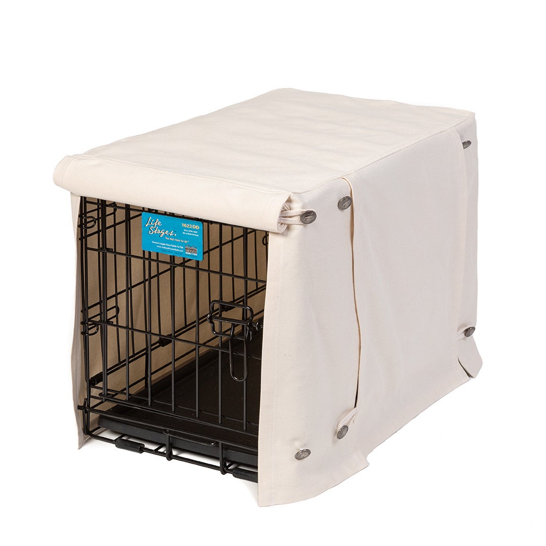 View of Washable Dog Crate Cover in Natural - Etsy
