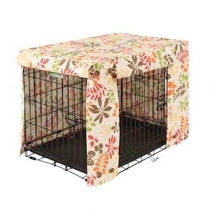 Washable Dog Crate Covers - Leaves and Flowers