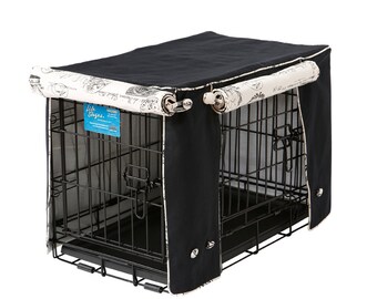 Black Twill / Parisian Dog Crate Cover - Designer