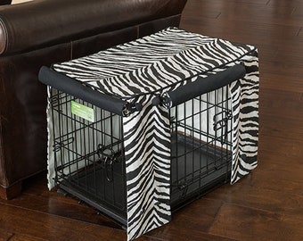 Rustic Life Toile With Black Twill Dog Crate Cover Designer | Etsy - Dog Crate Covers Stylish Designs