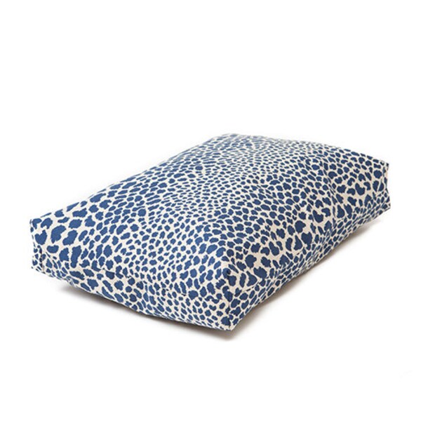 Rectangular Dog Bed Set - Leopard Print Indigo
