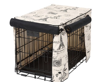 Parisian Black Dog Crate Cover - Designer