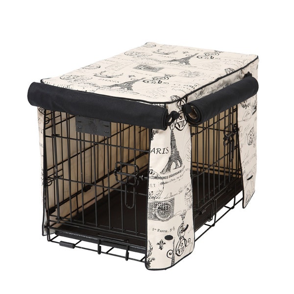 Parisian Black Dog Crate Cover - Designer