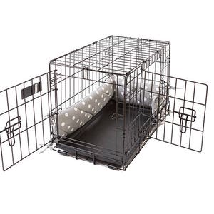 Dog Crate Bumper - Grey Polka Dot - Double Doors
