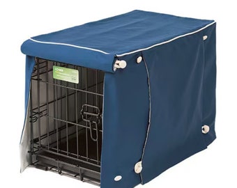 Navy Blue with Natural Dog Crate Cover- Designer