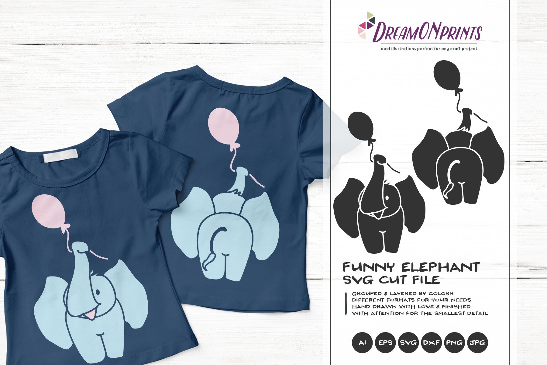 Elephant Svg Balloon Svg, Elephant Butt Kids SVG, Cute Svg ...