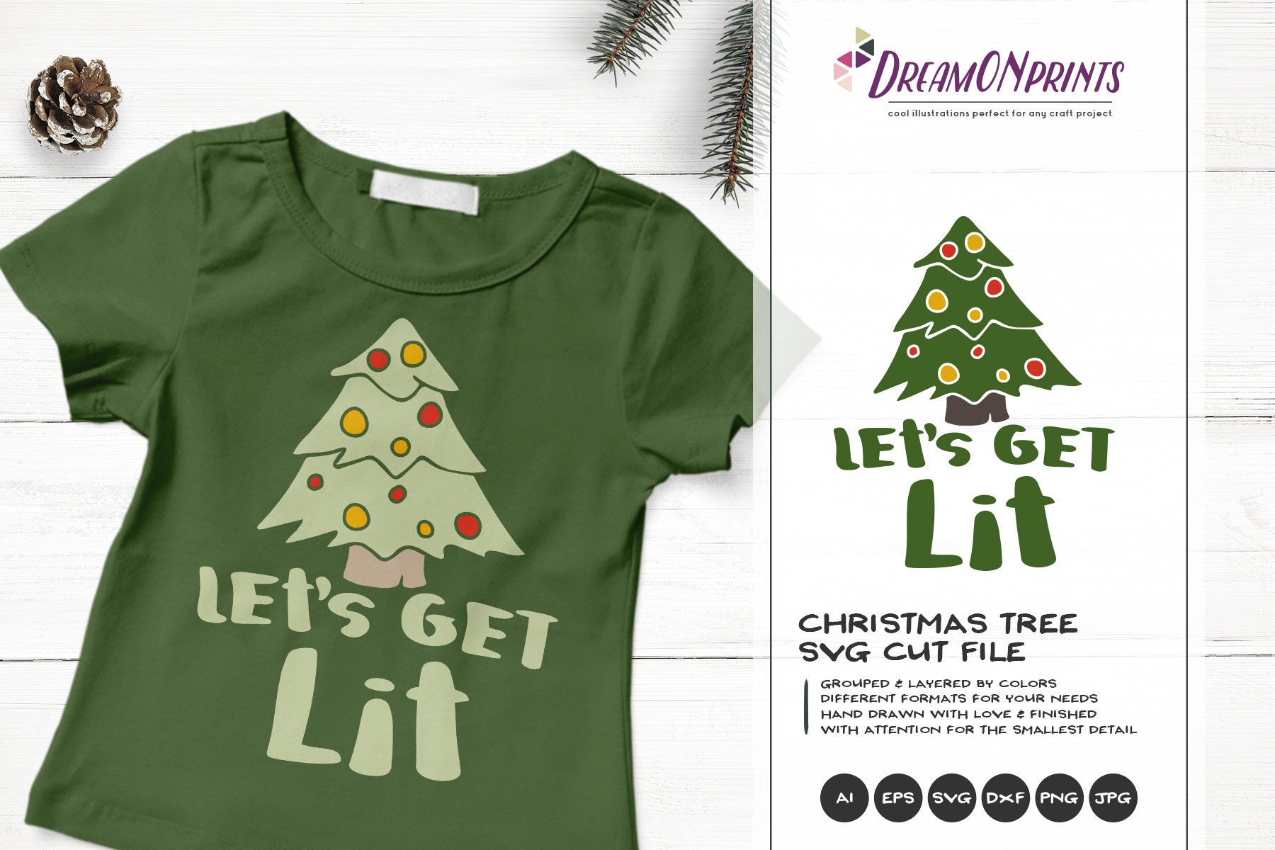 Funny Christmas Tree Svg Lets Get Lit Cut Files Christmas Svg Christmas Lights