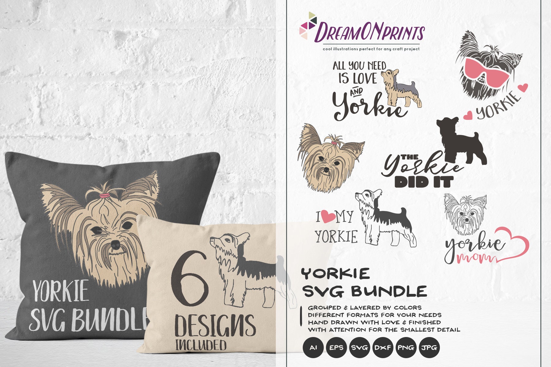 Download Yorkie SVG Bundle, Yorkshire Terrier SVG Cut Files, Pets ...