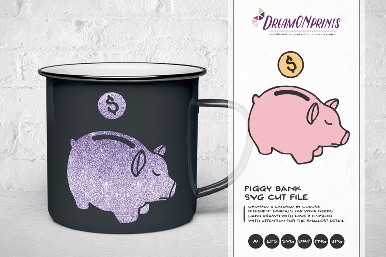 Piggy Bank Svg Savings Svg Funds Svg Money Svg Cut Files Etsy - image 0