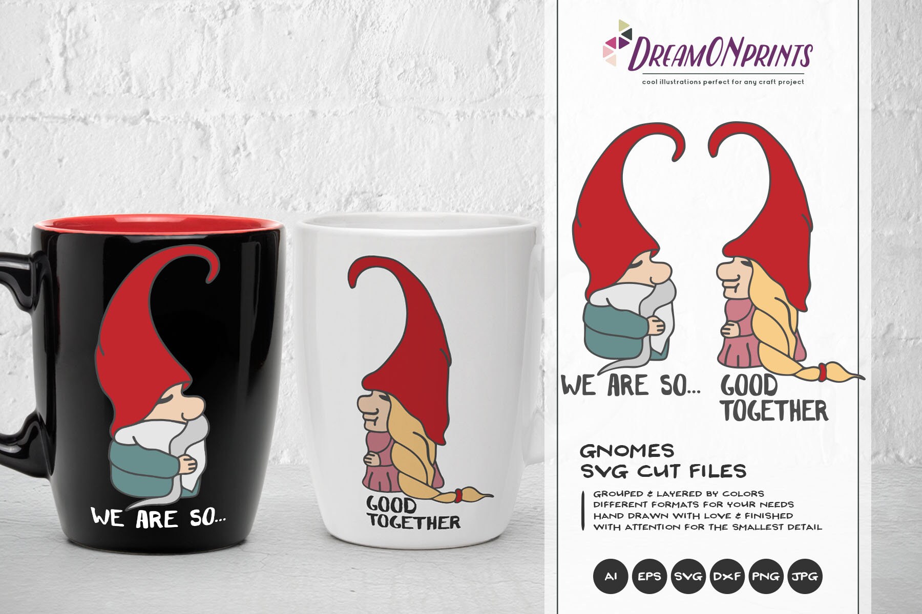 Love Gnomes Svg Couples Svg Wedding Svg Gnomes Svg Valentines Day Svg Garden Gnome Svg Dxf For Cricut Silhouette Cutting Machines Dop041
