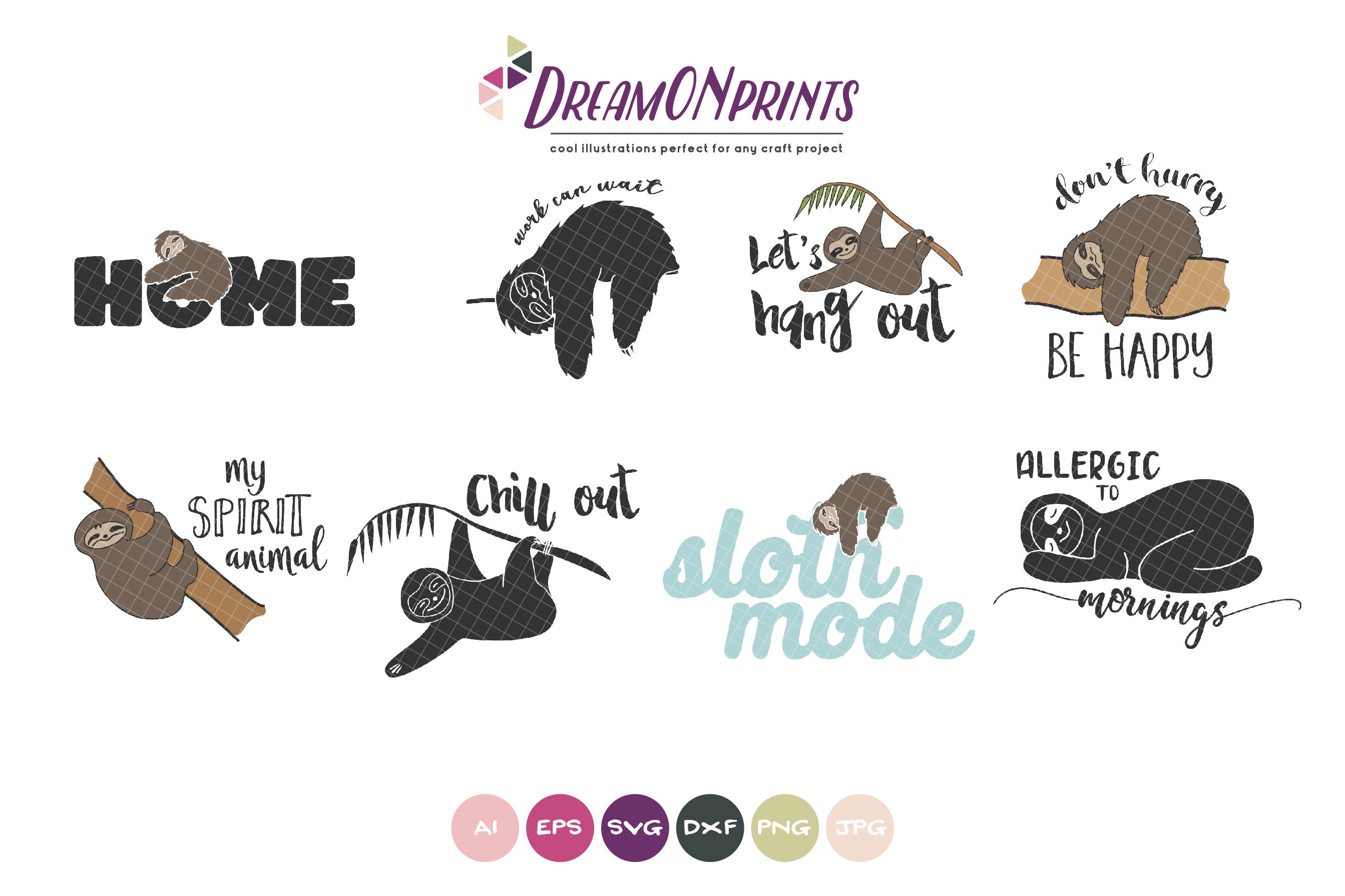 Download Sloths SVG Files, Sloth SVG Cut Files Svg, Lazy Svg ...