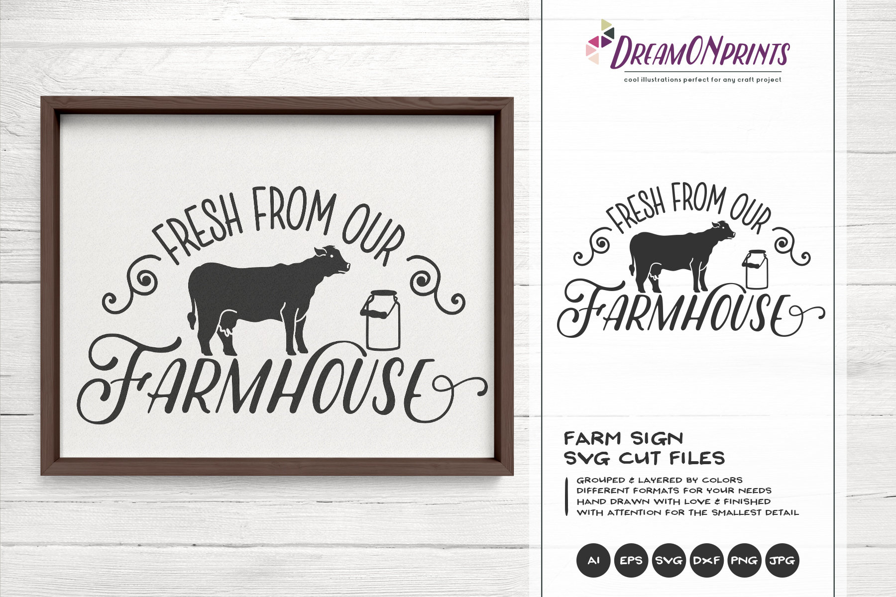 Farm Fresh Milk Cow SVG Cut File