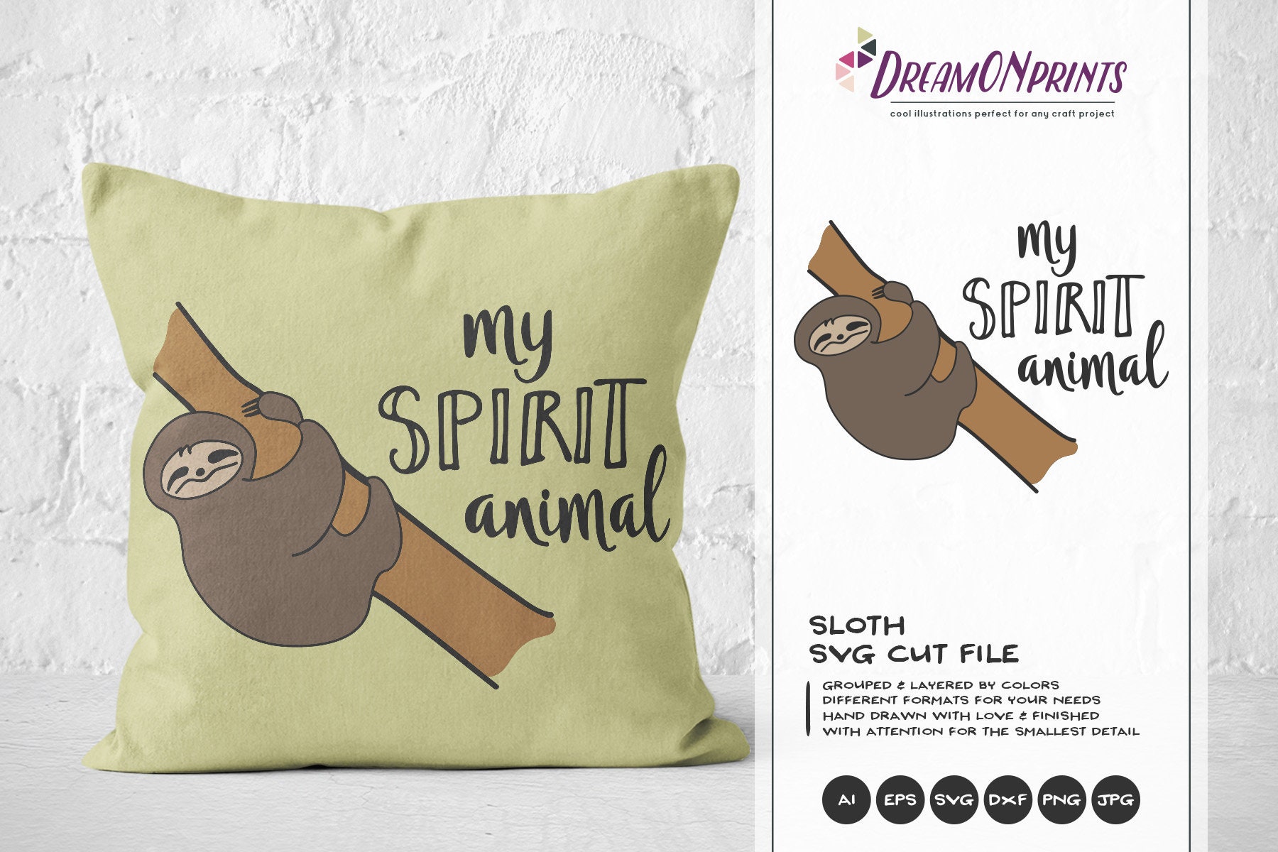 Download Sloth Svg My Spirit Animal Svg Cute Sloth Svg Cut Files Kids Baby Cut File For Cricut Explore More Digital Cut Files Silhouette Dop021