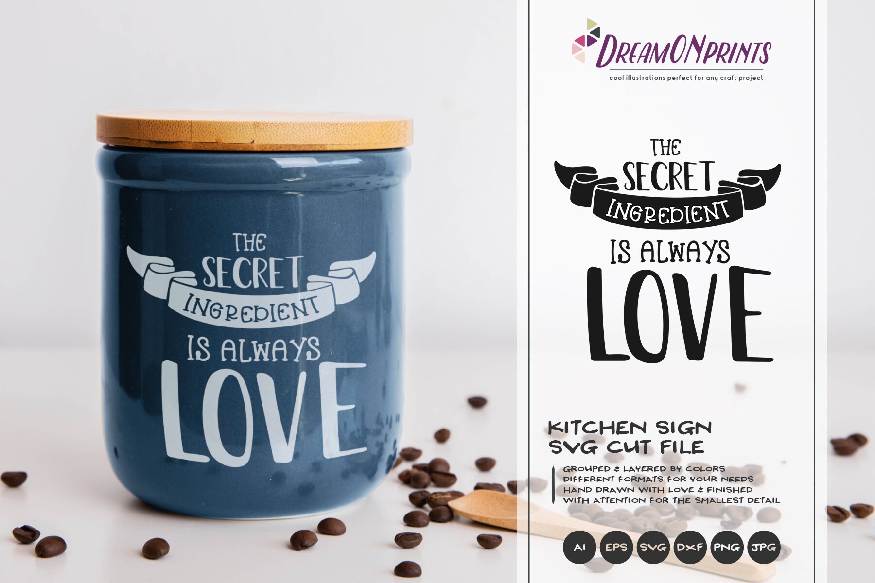 Kitchen Svg Love Svg Cut File The Secret Ingredient Is Love Apron Svg Designs Kitchen Svg Cutting File Cooking Svg Cricut Explore Dop174