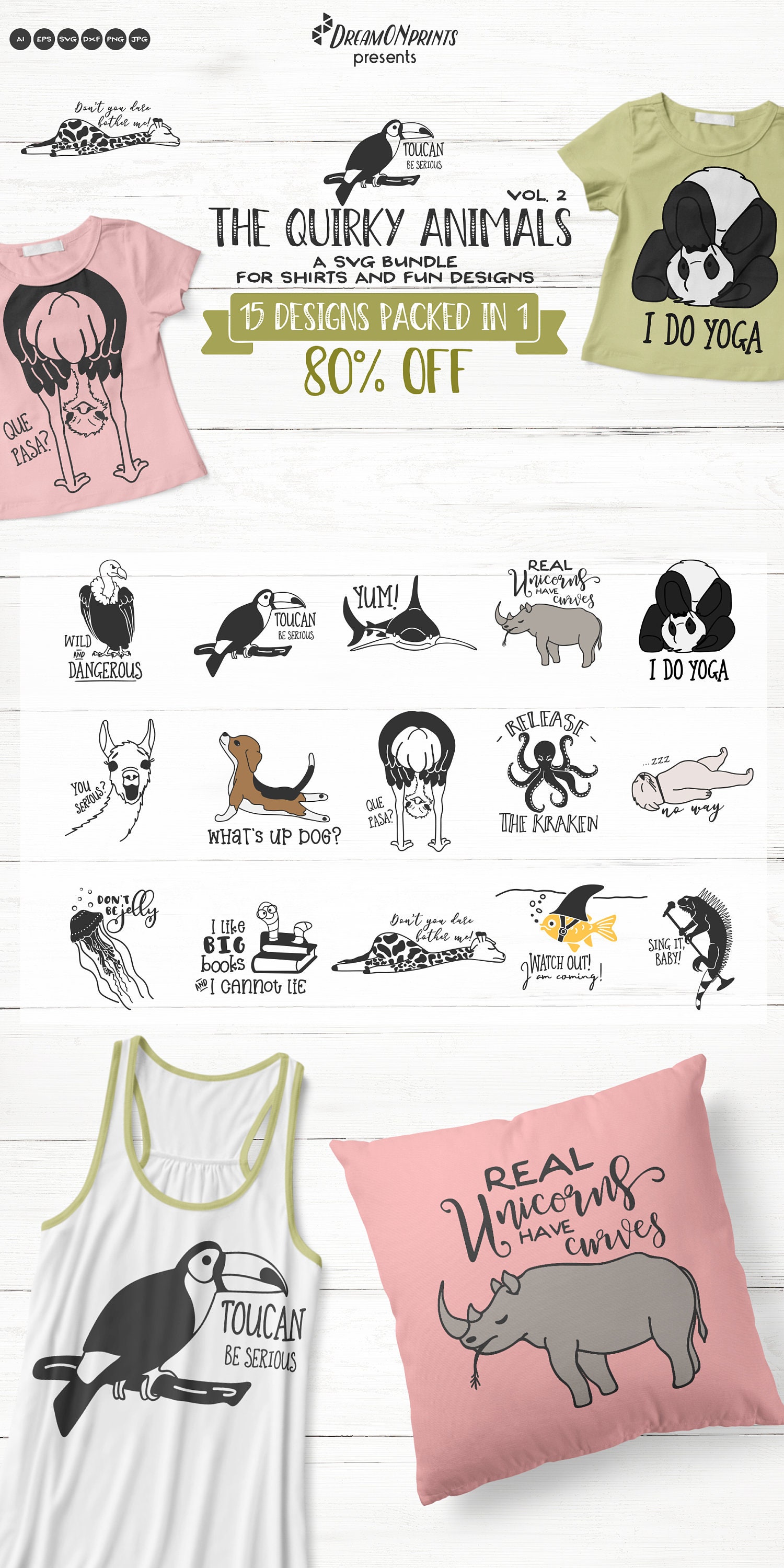 The Quirky Animals 2 | Funny SVG Bundle for Shirts and Fun ...