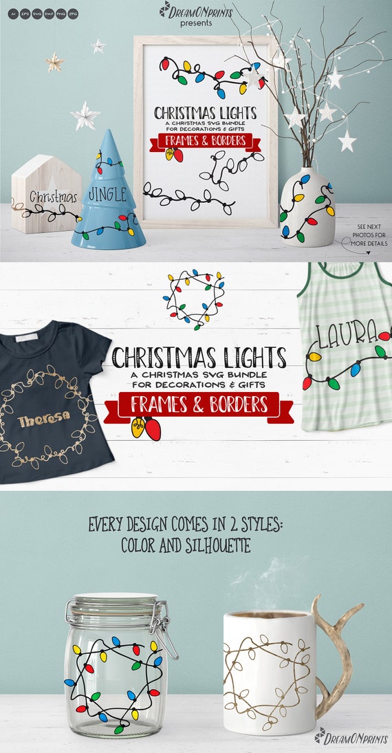 Download Christmas Lights Svg Bundle Light Bulbs Frames Borders Etsy