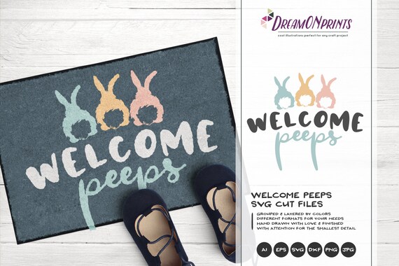 Welcome Peeps SVG Bunny Butt SVG Easter Bunny Svg Funny Easter Svg Cut Files, Bunny Svg, DXF for Silhouette, Svg for Cricut DOP283