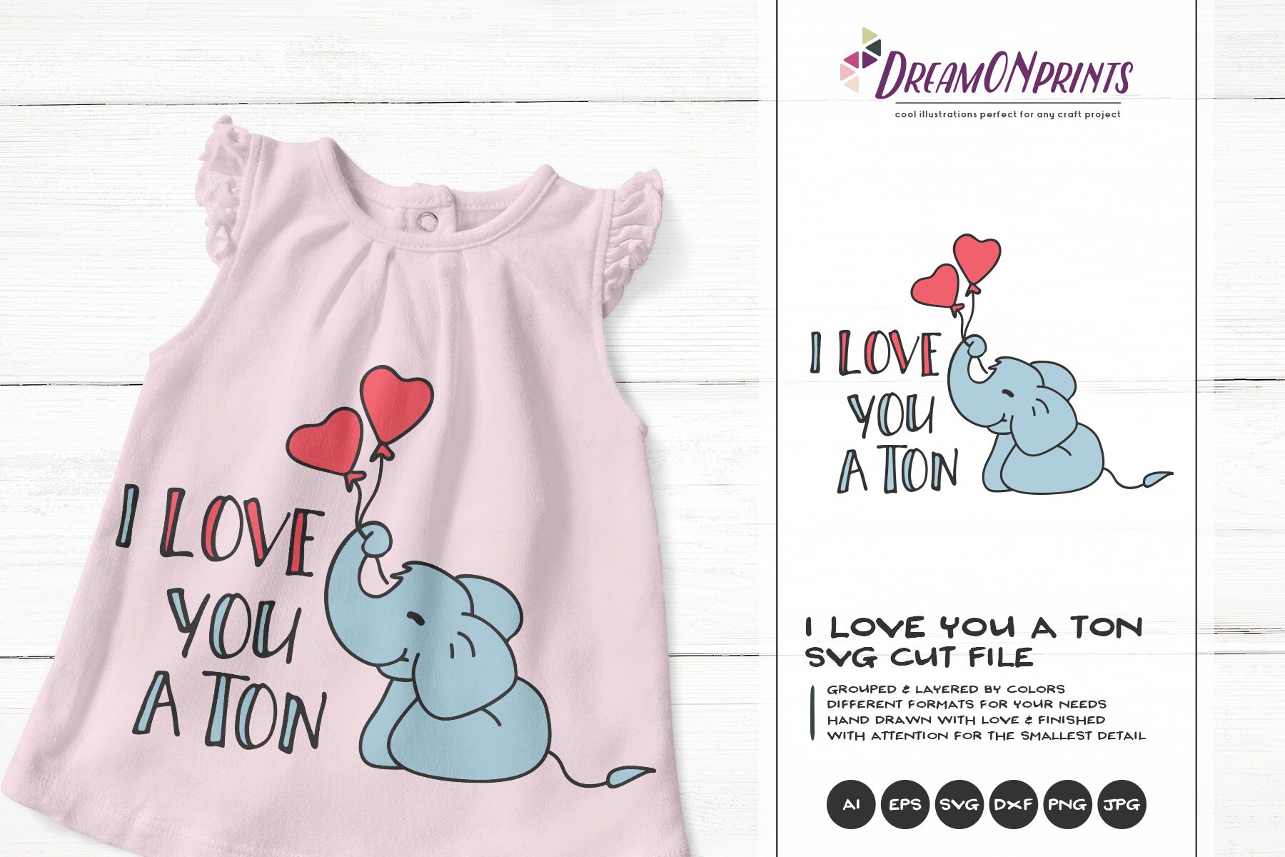 Download Elephant Svg I Love You a Ton Svg, Love SVG, Cute Wild Svg ...