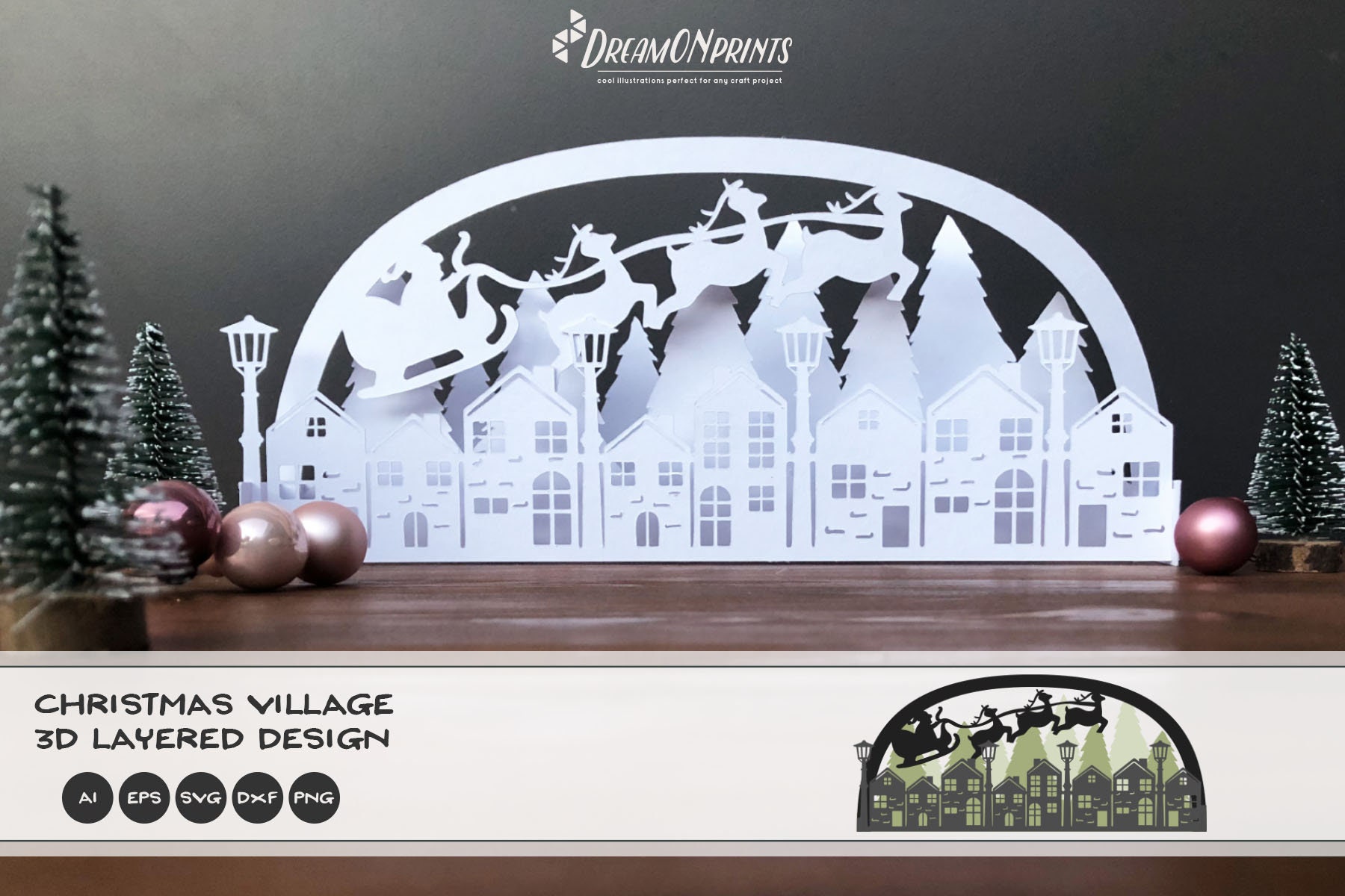 Download 3D Christmas Village SVG | Christmas SVG 3D Layered Design ...