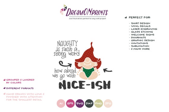 Download Funny Gnome Christmas Svg Naughty Christmas Nice Naughty Etsy