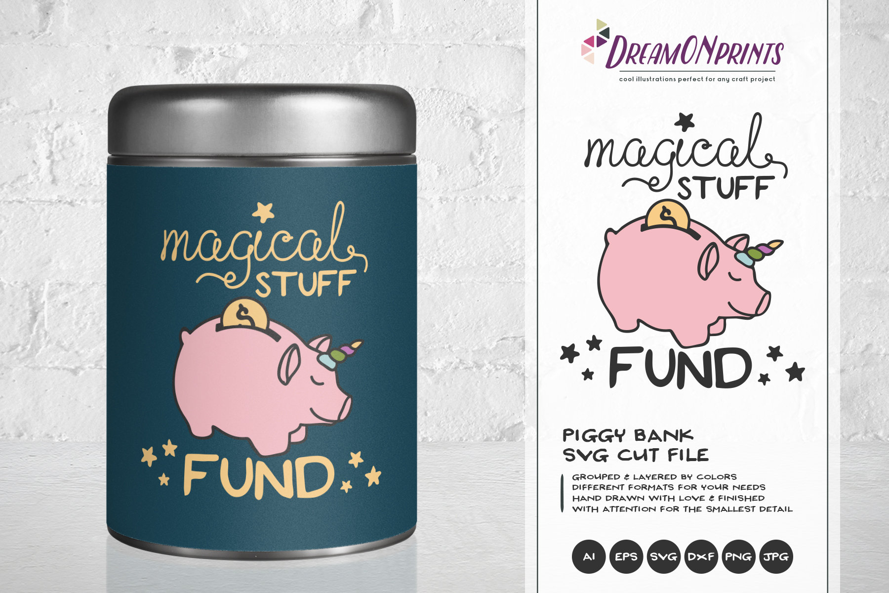 piggy bank svg unicorn svg unipig svg magical stuff svg savings svg