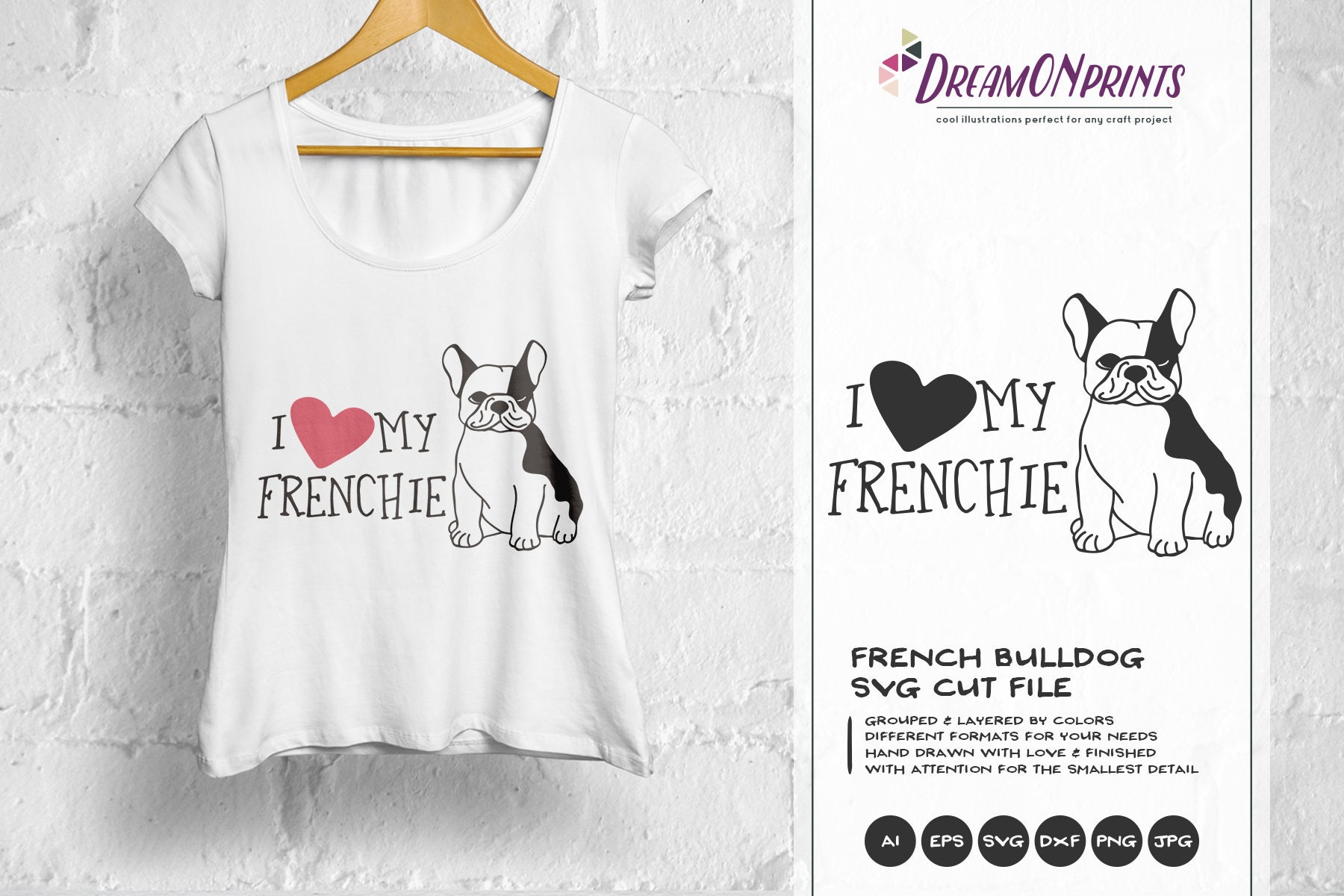 Dog Svg French Bulldog I Love My Frenchie Svg Pets Svg Etsy