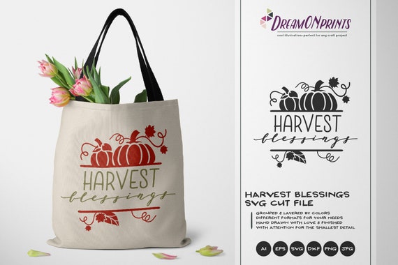 Harvest Blessings SVG Pumpkin | Fall Quote design