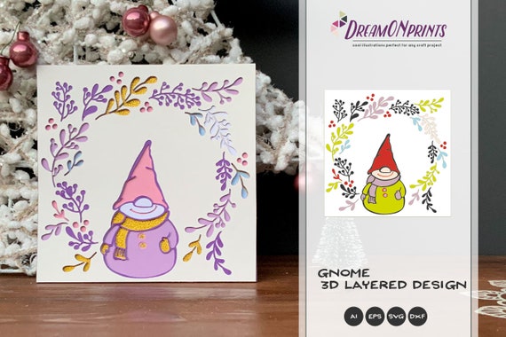 Download 3d Gnome Svg Christmas Svg 3d Layered Design Laser Cut Etsy