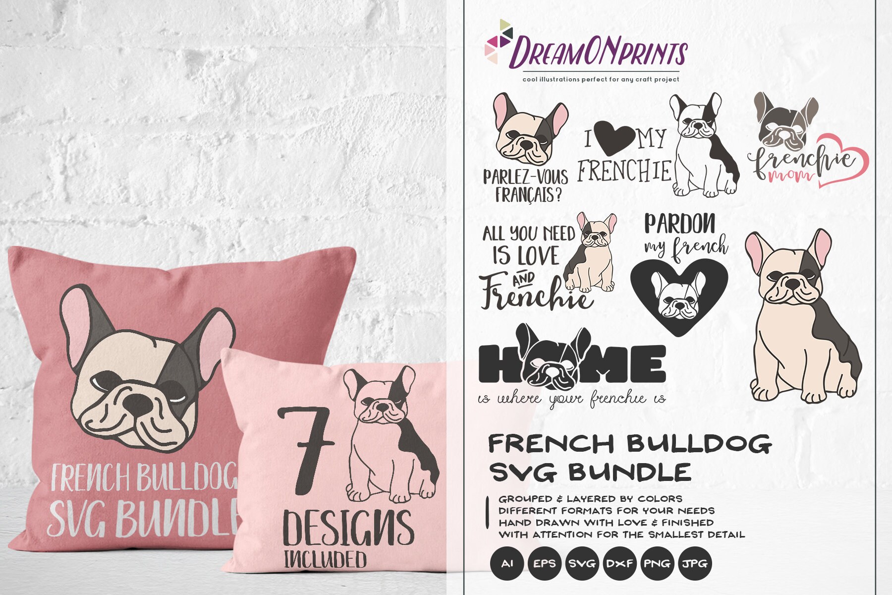 Download Frenchie SVG Bundle, French Bulldog SVG Cut Files, Pets ...