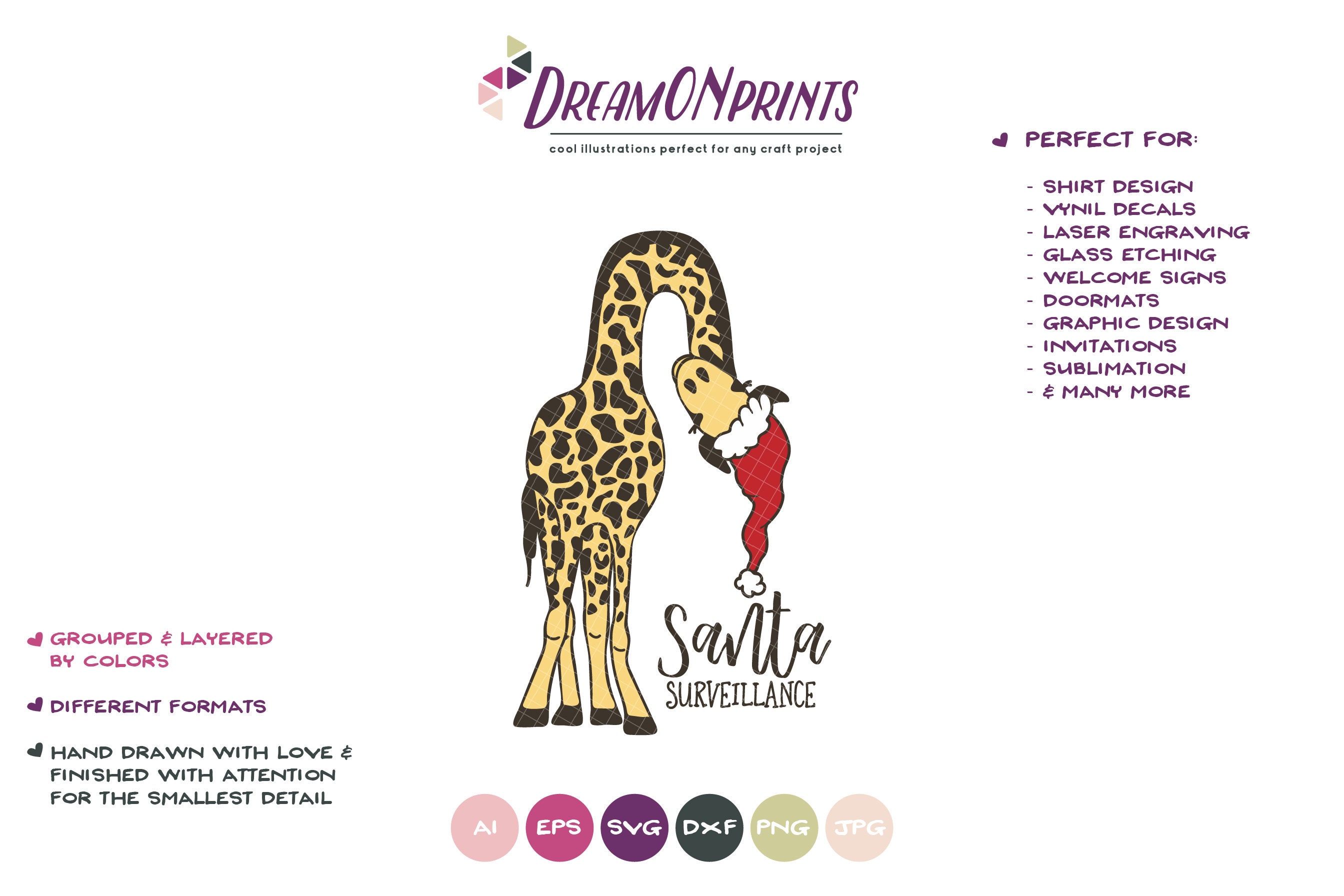 Download Christmas Giraffe SVG | Santa Surveillance Cute Cut File ...
