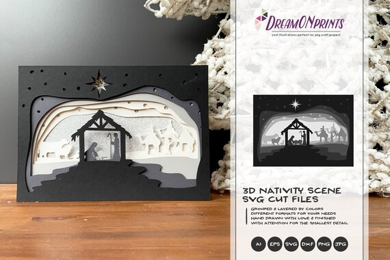 3D Nativity Scene SVG | Christmas SVG 3D Layered Design | Laser Cut Files