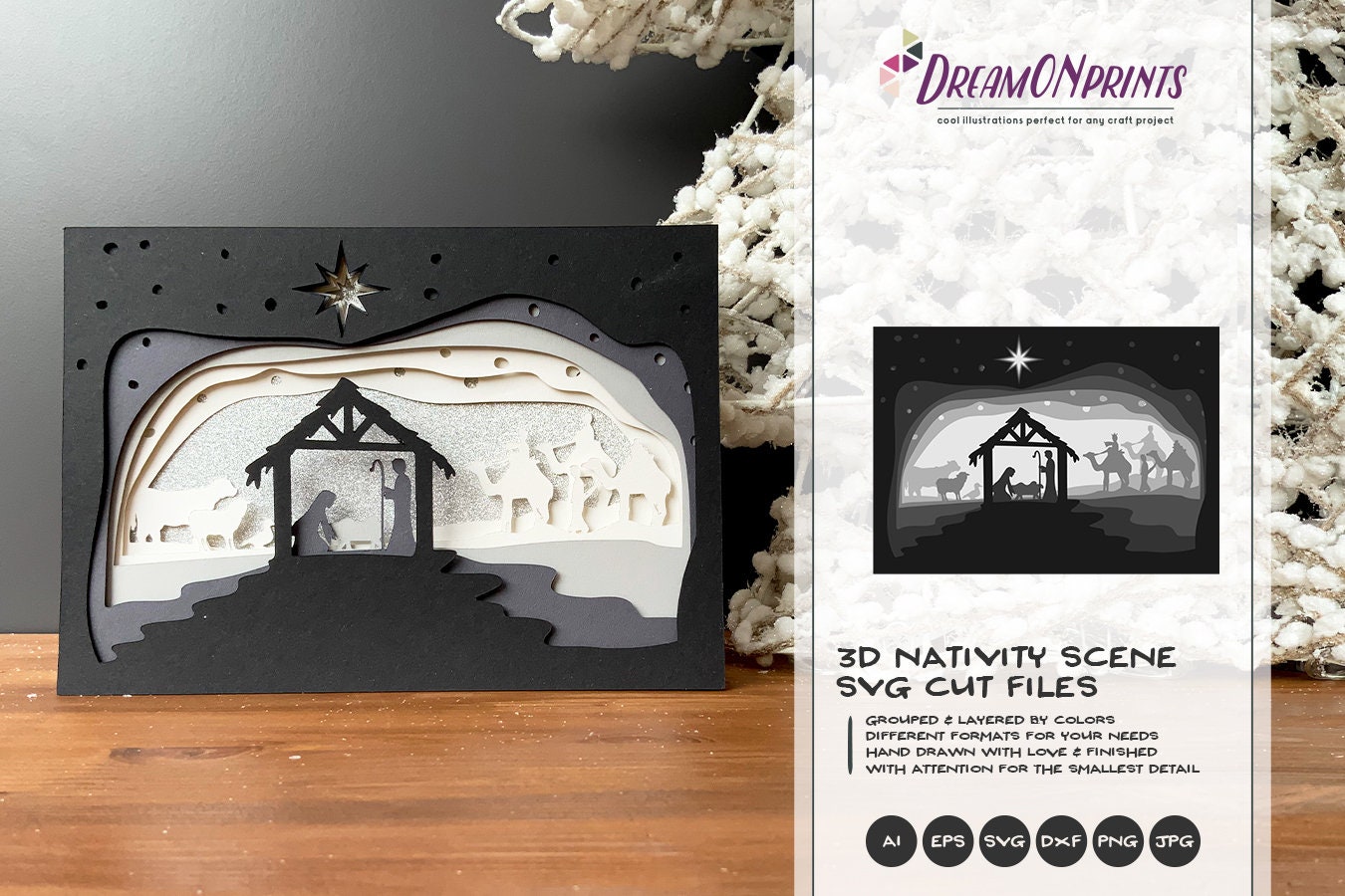 Download 3D Nativity Scene SVG | Christmas SVG 3D Layered Design ...